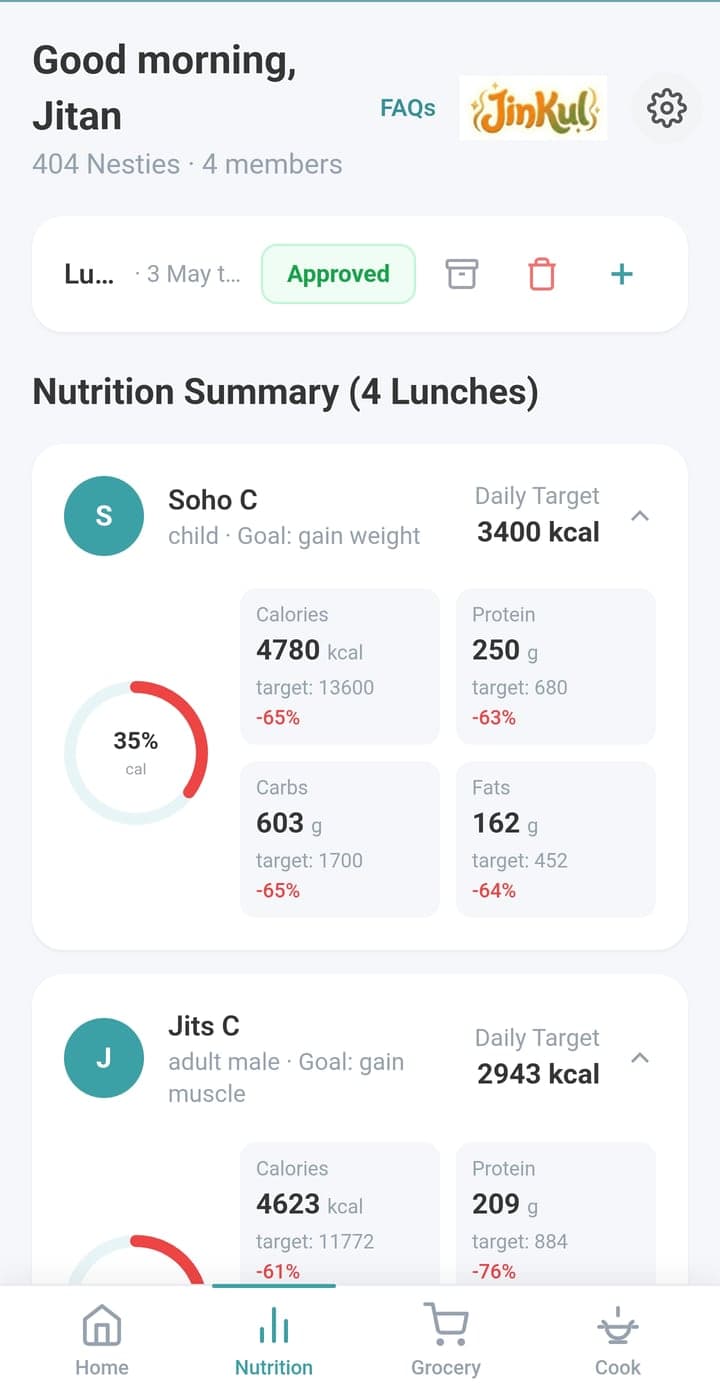 JinKul Nutrition screen